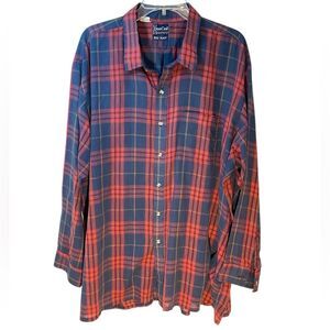 DEECEE button front shirt big man 3x plaid red blue buffalo vtg casual outdoor